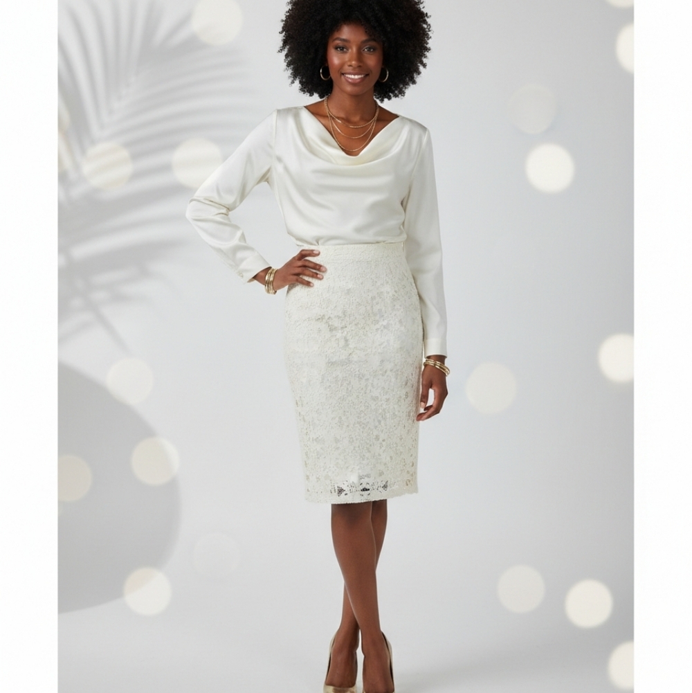 REBECCA TAYLOR Womens 4 Off White dye cut Lace midi Pencil Skirt